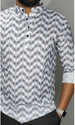 G S CREATIONS Printed Cotton Blend Straight Kurta for Men (Grey, White)