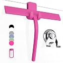 GÜTEWERK Silicone Shower Squeegee with 3-in-1 No-Drill Mount, Pink, 11''