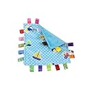G-Tree Baby Boy Tag Security Blanket - Plush Cotton, Classic Security Comforter, Soft Velvet &amp; Satin Tags, 10.43 x 10.43 inches, Multicolor
