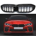 G20 G21 Front Kidney Grill Compatible with 2019-2022 BMW 3 Series(Gloss Black Front Hood Insert Double Line Grill/Grilles)