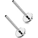 G23 Titanium Flat Back Post (Post Only), Threadless Push Pin &amp; Internally Threaded, 16G/18G/20G, 4.5-14mm, Silver/Gold/Black, Round/Heart/Star/Flower Base for Nose, Helix, Tragus