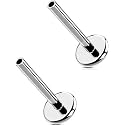 G23 Titanium Flat Back Post (Post Only), Threadless Push Pin &amp; Internally Threaded, 16G/18G/20G, 4.5-14mm, Silver/Gold/Black, Round/Heart/Star/Flower Base for Nose, Helix, Tragus