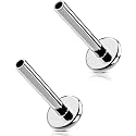 G23 Titanium Flat Back Post (Post Only), Threadless Push Pin & Internally Threaded, 16G/18G/20G, 4.5-14mm, Silver/Gold/Black, Round/Heart/Star/Flower Base for Nose, Helix, Tragus