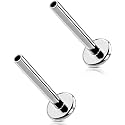 G23 Titanium Flat Back Post (Post Only), Threadless Push Pin &amp; Internally Threaded, 16G/18G/20G, 4.5-14mm, Silver/Gold/Black, Round/Heart/Star/Flower Base for Nose, Helix, Tragus