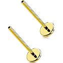 G23 Titanium Flat Back Post (Post Only), Threadless Push Pin &amp; Internally Threaded, 16G/18G/20G, 4.5-14mm, Silver/Gold/Black, Round/Heart/Star/Flower Base for Nose, Helix, Tragus