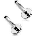 G23 Titanium Flat Back Post (Post Only), Threadless Push Pin &amp; Internally Threaded, 16G/18G/20G, 4.5-14mm, Silver/Gold/Black, Round/Heart/Star/Flower Base for Nose, Helix, Tragus
