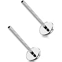 G23 Titanium Flat Back Post (Post Only), Threadless Push Pin &amp; Internally Threaded, 16G/18G/20G, 4.5-14mm, Silver/Gold/Black, Round/Heart/Star/Flower Base for Nose, Helix, Tragus