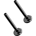 G23 Titanium Flat Back Post (Post Only), Threadless Push Pin & Internally Threaded, 16G/18G/20G, 4.5-14mm, Silver/Gold/Black, Round/Heart/Star/Flower Base for Nose, Helix, Tragus