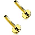 G23 Titanium Flat Back Post (Post Only), Threadless Push Pin &amp; Internally Threaded, 16G/18G/20G, 4.5-14mm, Silver/Gold/Black, Round/Heart/Star/Flower Base for Nose, Helix, Tragus