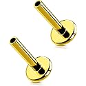 G23 Titanium Flat Back Post (Post Only), Threadless Push Pin &amp; Internally Threaded, 16G/18G/20G, 4.5-14mm, Silver/Gold/Black, Round/Heart/Star/Flower Base for Nose, Helix, Tragus