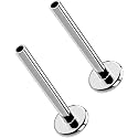 G23 Titanium Flat Back Post (Post Only), Threadless Push Pin &amp; Internally Threaded, 16G/18G/20G, 4.5-14mm, Silver/Gold/Black, Round/Heart/Star/Flower Base for Nose, Helix, Tragus