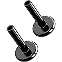 G23 Titanium Flat Back Post (Post Only), Threadless Push Pin &amp; Internally Threaded, 16G/18G/20G, 4.5-14mm, Silver/Gold/Black, Round/Heart/Star/Flower Base for Nose, Helix, Tragus