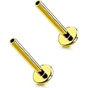 G23 Titanium Flat Back Post (Post Only), Threadless Push Pin &amp; Internally Threaded, 16G/18G/20G, 4.5-14mm, Silver/Gold/Black, Round/Heart/Star/Flower Base for Nose, Helix, Tragus