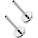 G23 Titanium Flat Back Post (Post Only), Threadless Push Pin &amp; Internally Threaded, 16G/18G/20G, 4.5-14mm, Silver/Gold/Black, Round/Heart/Star/Flower Base for Nose, Helix, Tragus