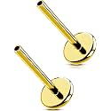 G23 Titanium Flat Back Post (Post Only), Threadless Push Pin & Internally Threaded, 16G/18G/20G, 4.5-14mm, Silver/Gold/Black, Round/Heart/Star/Flower Base for Nose, Helix, Tragus