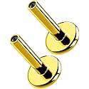 G23 Titanium Flat Back Post (Post Only), Threadless Push Pin &amp; Internally Threaded, 16G/18G/20G, 4.5-14mm, Silver/Gold/Black, Round/Heart/Star/Flower Base for Nose, Helix, Tragus