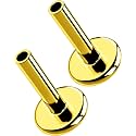 G23 Titanium Flat Back Post (Post Only), Threadless Push Pin &amp; Internally Threaded, 16G/18G/20G, 4.5-14mm, Silver/Gold/Black, Round/Heart/Star/Flower Base for Nose, Helix, Tragus
