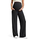 G4Free Maternity Pants for Women Pregnancy Slacks,Black,XXL,Regular