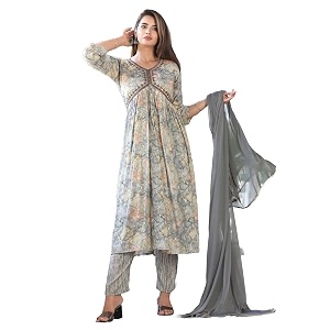 G4Girl Aliya-Cut Kurti Pant With Dupatta For