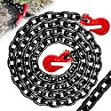 G80 Binder Chain 3/8" x 16ft - Heavy-Duty Transport Safety Chain with Clevis Grab Hooks, 7100 lbs Safe Working Load for Towing, Tie Down, Binding &amp; Truck Logistics