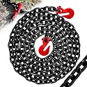 3/8" Safety Binder Chain-20 FT Heavy Duty Transport Chain with 7100 lbs Working Load Limit,G80 Lifting Tow Binder Chain with G70 Clevis Grab Hooks,Trailer Log Chocker Accessories (EP Black)