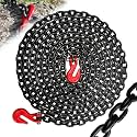 G80 Transport Binder Chain|1/4"×20 FT Heavy Duty Chain Wll 3300 Lbs Break Strength for Towing|Log Trailer Safety Chains with Grab Hooks for Transporting|Tie Down Binding Equipment(Oiled)