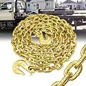 G80 Transport Binder Chain 1/2 Inch x 10 Foot | Tow Chain with Clevis Grab Hooks | 12,000 lbs Safe Working Load | Heavy Duty Chain for Transporting Towing