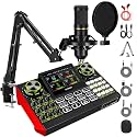 G9 Podcast Equipment Bundle with Condenser Microphone, Audio Mixer, Sound Card &amp; Sound Board | EQ &amp; Reverb, Voice Changer, Denoise for PC/Phone – Live Streaming, Podcasting &amp; Singing,DJ Set