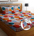 GAARVI HOMES Cotton King Fitted (Elastic) 240 TC Printed 1 Bedsheet with 2 Pillow Covers (Red)