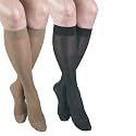GABRIALLA Sheer Graduated Compression Knee High Stockings 2 Pack (20-22 mmHg) H-160: XX-Large Beige Black