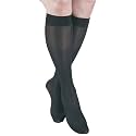 GABRIALLA Sheer Graduated Compression Knee High Stockings 2 Pack (20-22 mmHg) H-160: Large Black
