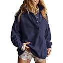 Gacaky Sweatshirt for Women Oversized Henley Neck Pullover Top Fall Outfits