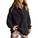 Gacaky Sweatshirt for Women Oversized Henley Neck Pullover Top Fall Outfits