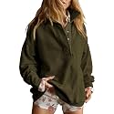 Gacaky Sweatshirt for Women Oversized Henley Neck Pullover Top Fall Outfits