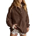 Gacaky Sweatshirt for Women Oversized Henley Neck Pullover Top Fall Outfits
