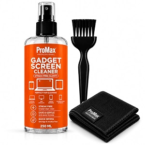 gadget cleaner 250 ml with grey microfiber cloth and black cleaning brush for mobile phone laptop keyboard led tv monitor camera lens tablet anti static dust remover screen cleaner kit set