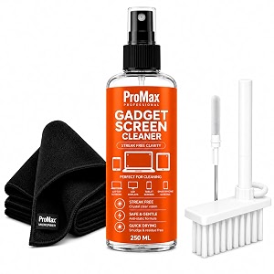 gadget cleaner 250 ml with grey microfiber cloth and multi purpose cleaning brush for mobile phone laptop keyboard led tv monitor camera lens tablet anti static dust removal cleaner kit set