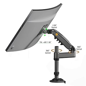gadget wagon 173939 to 303939 monitor desk arm gas spring mount stand full motion swivel monitor 2kg to 12kg  h100