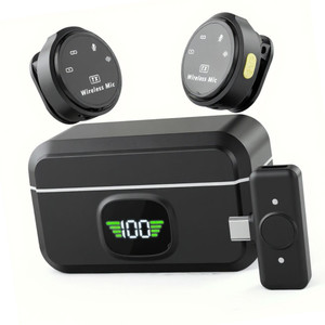 gadgetswear wireless q8 lavalier microphone for youtubers podcast with case charging type-c camera microphone