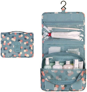 gadhiyashopping hanging travel toiletry organizer cosmetic bag waterproof makeup case with hook tan