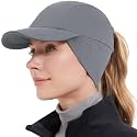 GADIEMKENSD Women's Winter Reflective Fleece Ponytail Hat with Drop Down Ear Warmer