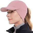 GADIEMKENSD Women's Winter Reflective Fleece Ponytail Hat with Drop Down Ear Warmer