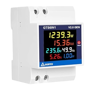 6 in1 digital energy meter single phase 6-in-1 ac watt meter 40-300v 100a kwh voltmeter ammeter frequency power factor monitor din rail electricity power consumption meter