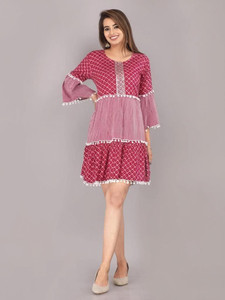 gadodiya casual printed women pink top