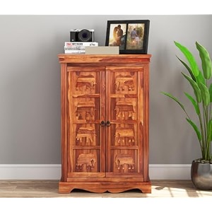 olid sheesham wood wooden cabinet sideboard with 2 shelves and 2-door storage rosalyn honey finish