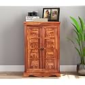 olid Sheesham Wood Wooden Cabinet Sideboard with 2 Shelves and 2-Door Storage (Rosalyn, Honey Finish)