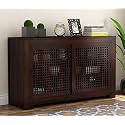 Solid Sheesham Wood 3 Shelves 2 Door Sideboard Cabinet | Wooden Storage Cabinet for Living Room &amp; Bedroom (Valley, Walnut Finish)