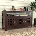 Solid Sheesham Wood 6 Shelves 2 Door Sideboard Cabinet | Wooden Storage Cabinet for Living Room &amp; Bedroom (Decatur, Walnut Finish)