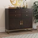 Solid Sheesham Wood Sideboard Cabinet with 4 Drawer 2 Door Storage Cabinet | Wooden Storage Cabinet for Living Room &amp; Bedroom Home (Davis, Walnut Finish)