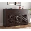 Solid Sheesham Wood Sideboard Cabinet with 3 Drawer 3 Door Storage Cabinet | Wooden Storage Cabinet for Living Room &amp; Bedroom Home (Homer, Walnut Finish)